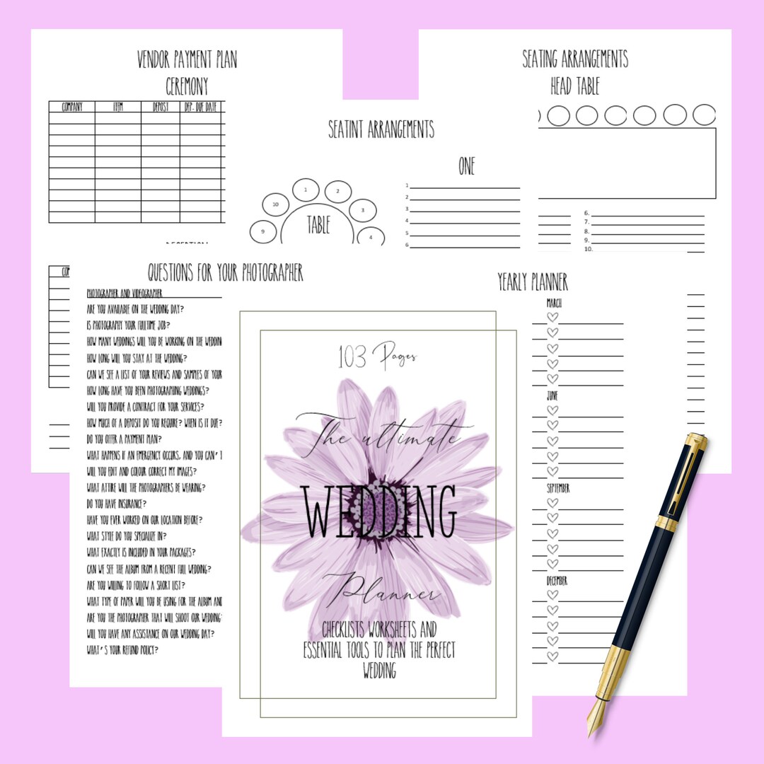 Wedding Planner Printable/printable Wedding Planner Kit/wedding Binder ...