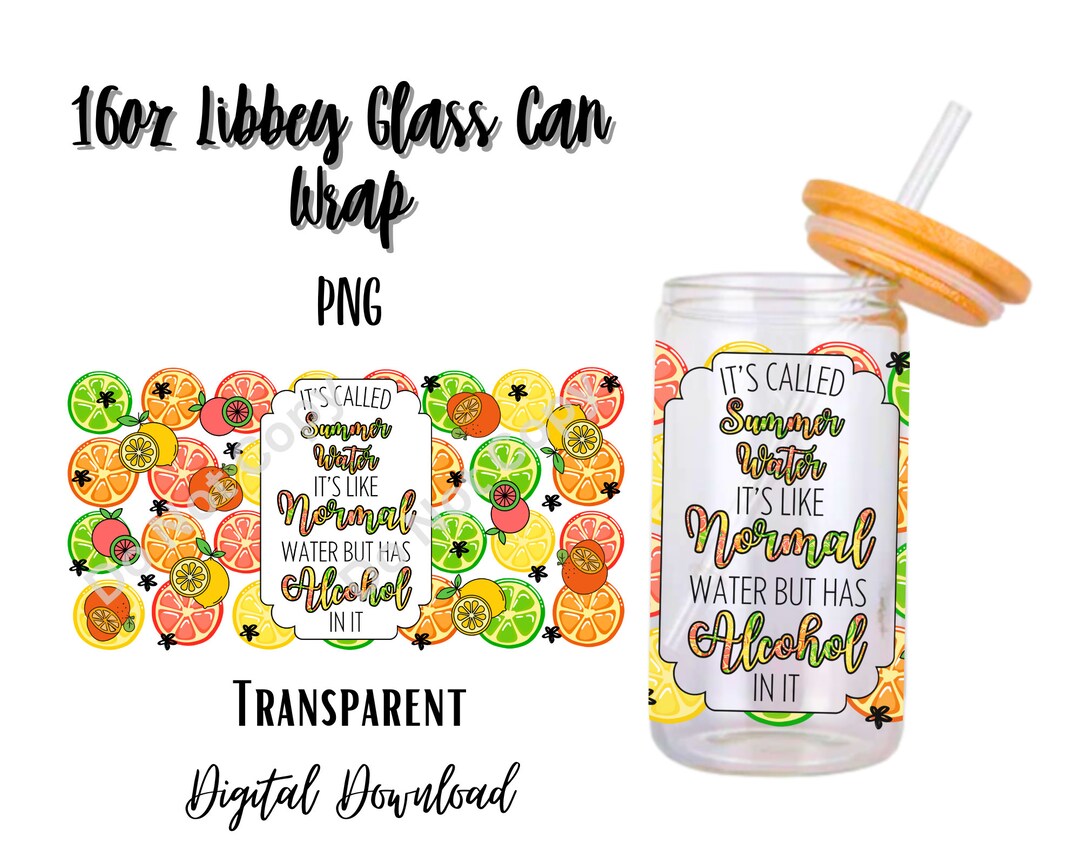 Summer Water 16oz Libbey Glass Can Tumbler Sublimation Design - Design ...