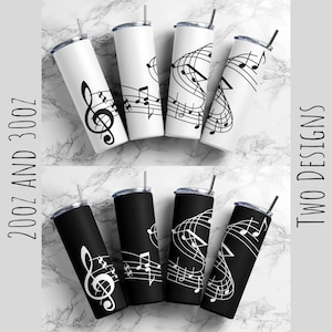 Music Notes 300dpi 20oz STRAIGHT Skinny Tumbler Wrap/Band 20oz and 30oz Tumbler Sublimation/Music Design for Guys Plain Digital 20oz Tumbler