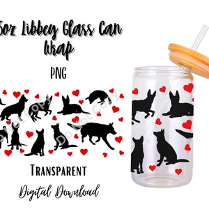 German Shepherd 16oz Libbey Glass Can Tumbler Sublimation Design - Design Digital Download PNG/Pet/Animal/Dog/Harts