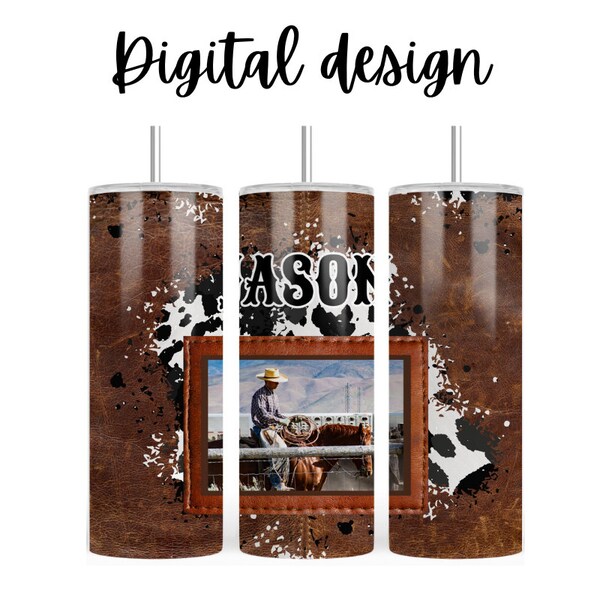 Customize photo 300dpi 20oz STRAIGHT Skinny Tumbler Wrap/30oz Tumbler Sublimation/Digital 20oz30oz Tumbler/Personalize/Cow Hide/Leather