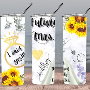 Sunflowers Future Mrs 300dpi Digital 20oz and 30oz Straight Skinny Tumbler Files