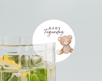 teddy bear drink charms, paper drink charms, we can bearly wait, baby shower, baby shower decor, bear theme baby shower, drink charms