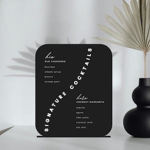 signature cocktails sign, bar menu, custom bar menu, custom menu, bar sign, custom bar sign, wedding bar sign, signature cocktail sign