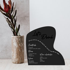 bar menu, custom bar menu, acrylic bar menu, custom bar menu, bar sign, custom bar sign, wedding bar sign, modern bar sign, party decor