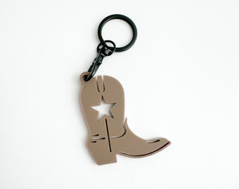 cowgirl boot keychain, cowboy boot keychain, keychain, western keychain, cowgirl bachelorette, bachelorette party favor, cowboy party