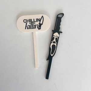 cupcake toppers (6), scream cupcake toppers, scream movie, halloween, halloween decor, halloween cupcake toppers, chillin killin, Ghostface