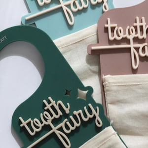 tooth fairy door hanger, kids bedroom decor, kids decor, tooth fairy, door hanger, custom door hanger, custom name, kids room decor