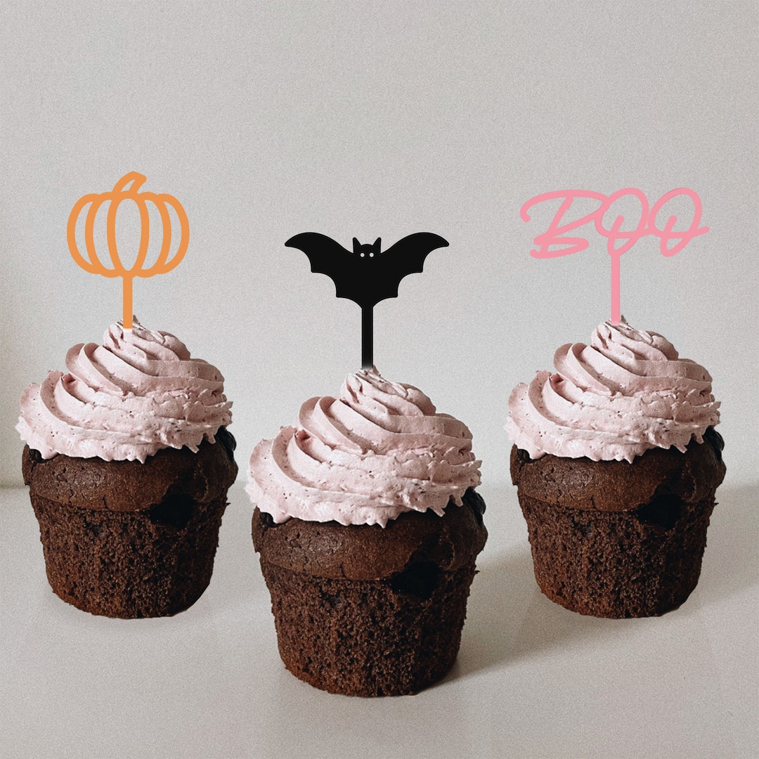 24 Halloween-Cupcake-Topper „Boo-y Or Ghoul“ – Schwarzes Papier, Für Baby-Partys & Geburtstage