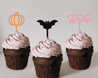 muffinsdekorationer, halloween-muffinsdekorationer, boo-dekorationer, halloweendekorationer, muffinsdekorationer i akryl, pumpadekorationer, festdekorationer, läskiga