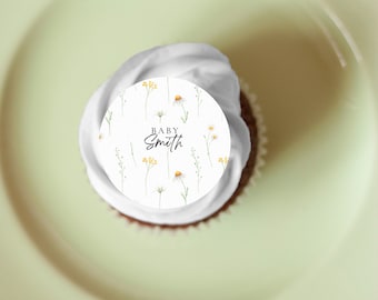 Daisy cupcake topper, baby shower cupcake toppers, daisy theme shower, baby shower, baby shower decor, floral decor, cupcake toppers