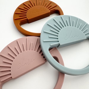 custom name sun teether, sun teether, baby teether, custom teether, teethers, sun decor, baby gift, baby shoer gift, silicone teether