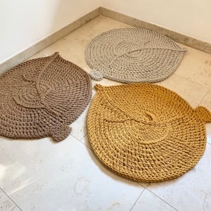 Crochet Leaf Rug Set: Earth Tone Nursery Play Mats