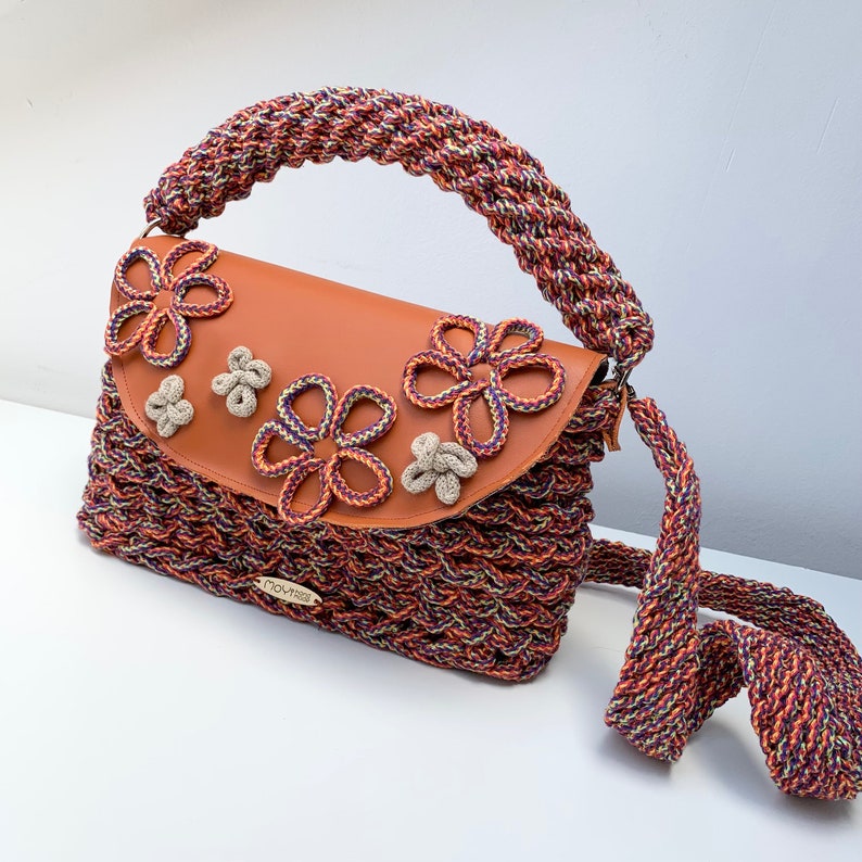 TOP Handle BOX BAG / Crochet Cotton Cord Shoulder Bag With Etsy