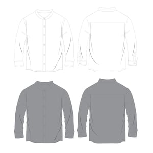 Mens Long Sleeve Shirt / Technical Drawings / Fashion CAD Designs for Adobe Illustrator / Fashion flat sketch