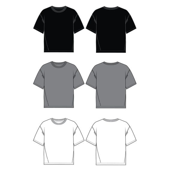 Modelli di moda per magliette oversize corte Disegni tecnici