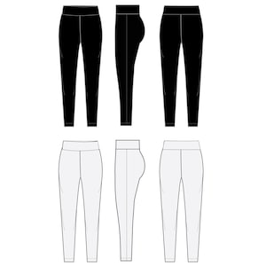 Leggings fashion flats / Technical Drawings / Fashion CAD Designs for Adobe Illustrator / Fashion flat sketch