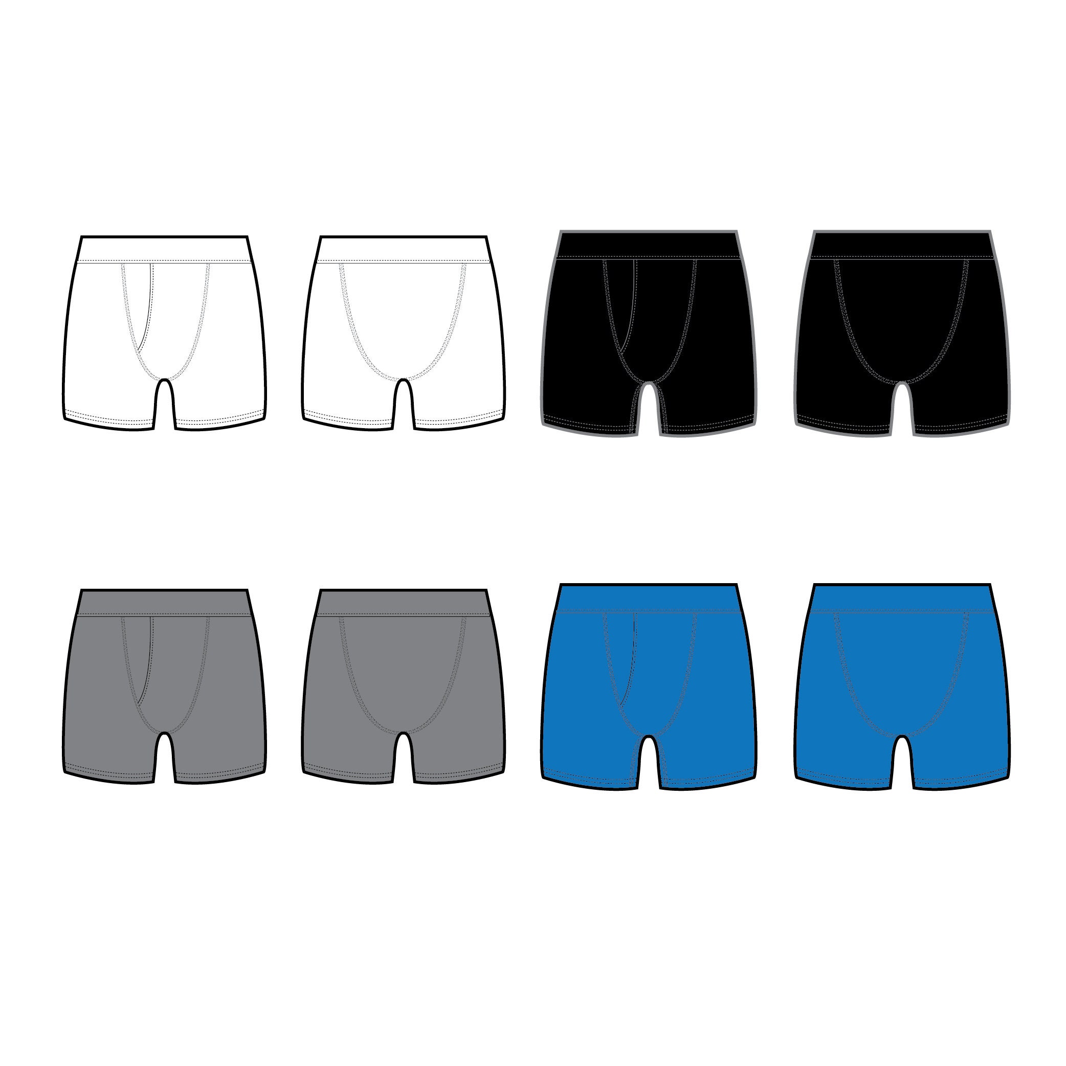 Boxers Fashion Flat Templates / Technical Drawings / Fashion CAD Designs for Adobe Illustrator / Fashion flat sketch
