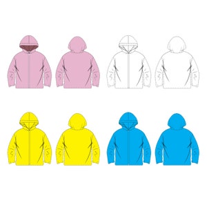 Jacket Fleece / Technical Drawings / Fashion CAD Designs for Adobe Illustrator / Fashion flat sketch