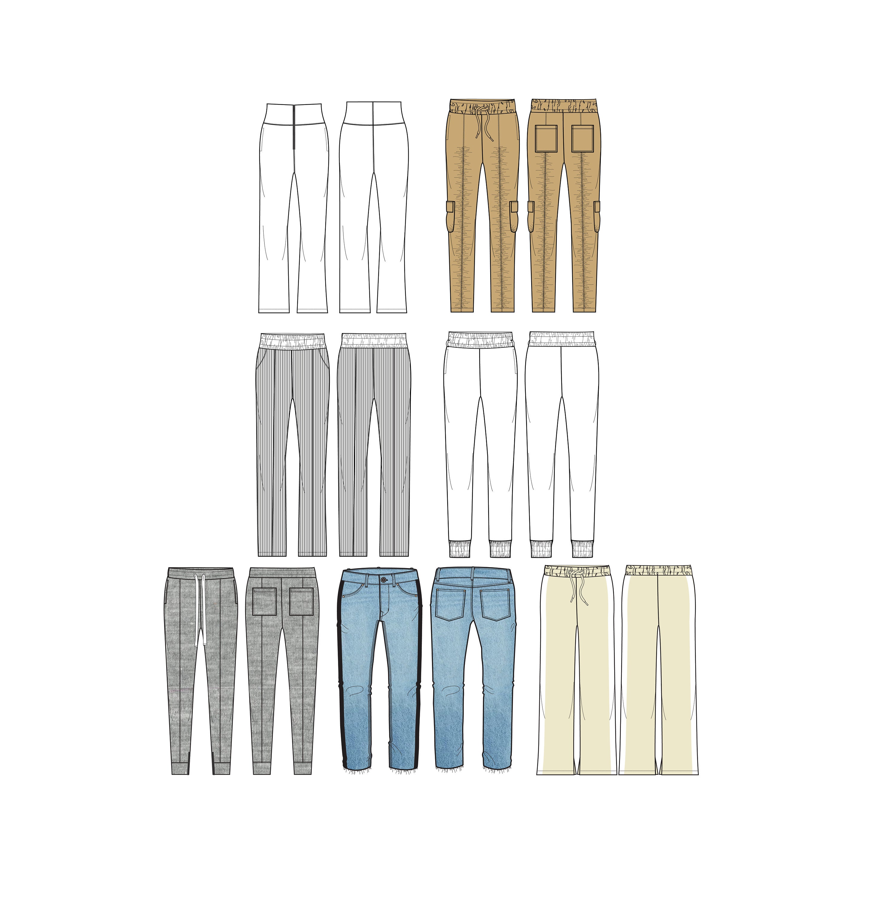 Set of Men Jogger Pants Fashion Technical Drawings (2 Styles) –  JPFashionStudio