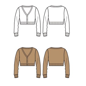 Bijgesneden vest mode platte sjablonen / technische tekeningen / mode CAD-ontwerpen voor Adobe Illustrator / mode platte schets