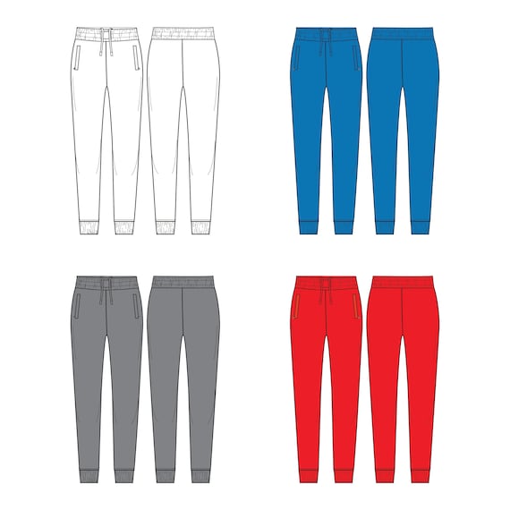 Joggers / Technical Drawings / Fashion CAD Designs for Adobe - Etsy