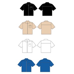 Short Sleeve Shirt Fashion Flat Templates / Technical Drawings / Fashion CAD Designs for Adobe Illustrator / Fashion flat sketch