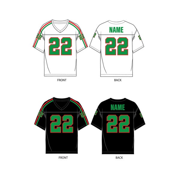 American Football Jersey Fashion Flat Templates / Technical Drawings / Fashion CAD Designs for Adobe Illustrator / Fashion flat sketch