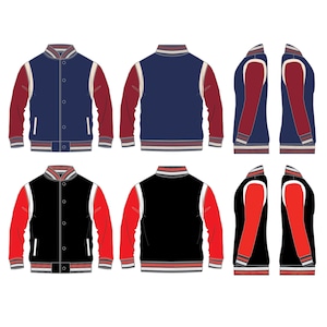 Varsity Jacket / Technical Drawings / Fashion CAD Designs for - Etsy