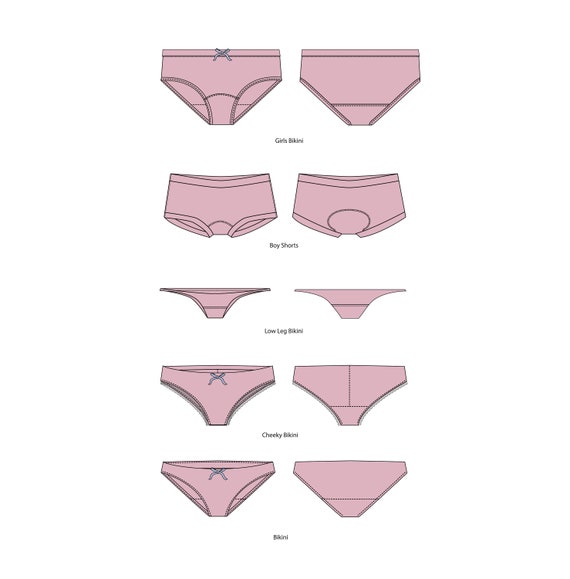 Womens Underwear Fashion Flat Templates / Technical Drawings