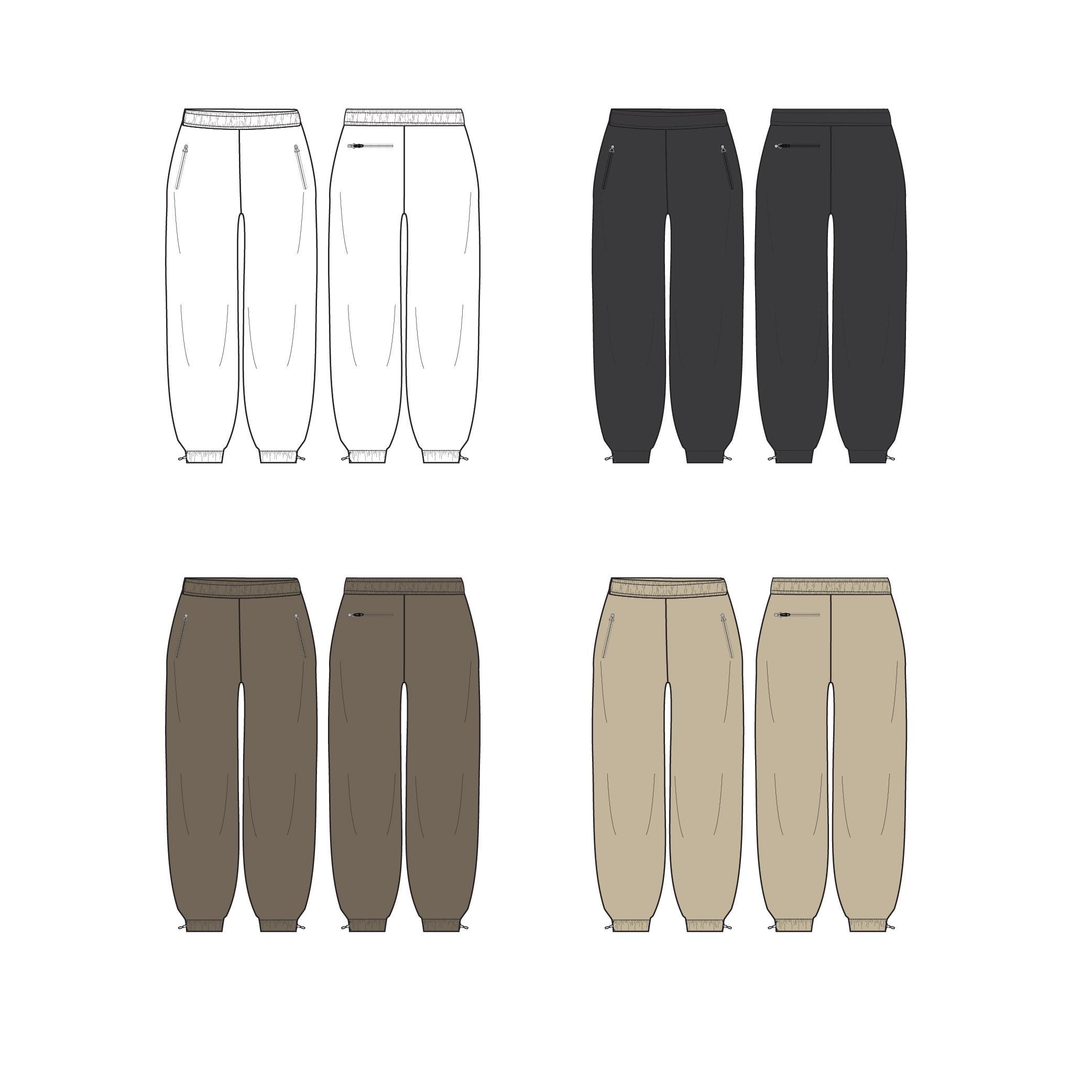 Pants Baggy Fit Fashion Flat Templates / Technical Drawings / Fashion ...