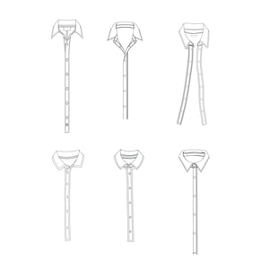 Collars for shirts fashion flat templates / Technical Drawings / Fashion CAD Designs for Adobe Illustrator / Fashion flat sketch