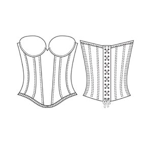 Corsete Fashion Flat Templates / Technical Drawings / Fashion CAD Designs for Adobe Illustrator / Fashion flat sketch