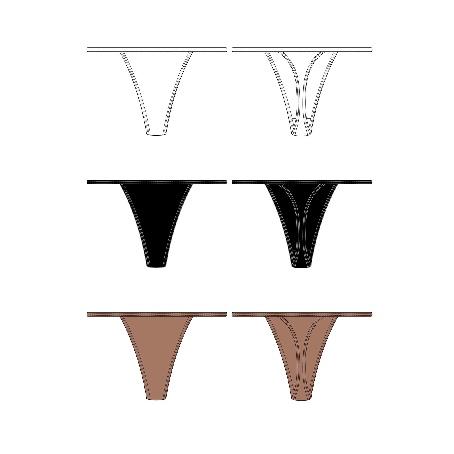 G String / Technical Drawings / Fashion CAD Designs for Adobe Illustrator / Fashion Flat Sketch