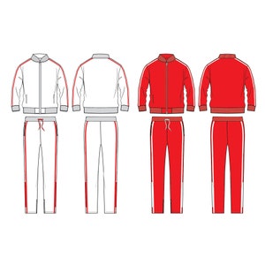 Tracksuit Fashion Flat Templates / Technical Drawings / Fashion CAD Designs for Adobe Illustrator / Fashion flat sketch