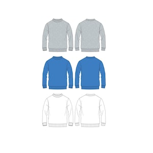 Sweatshirt Fashion Flat Templates / Technical Drawings / Fashion CAD Designs for Adobe Illustrator / Fashion flat sketch