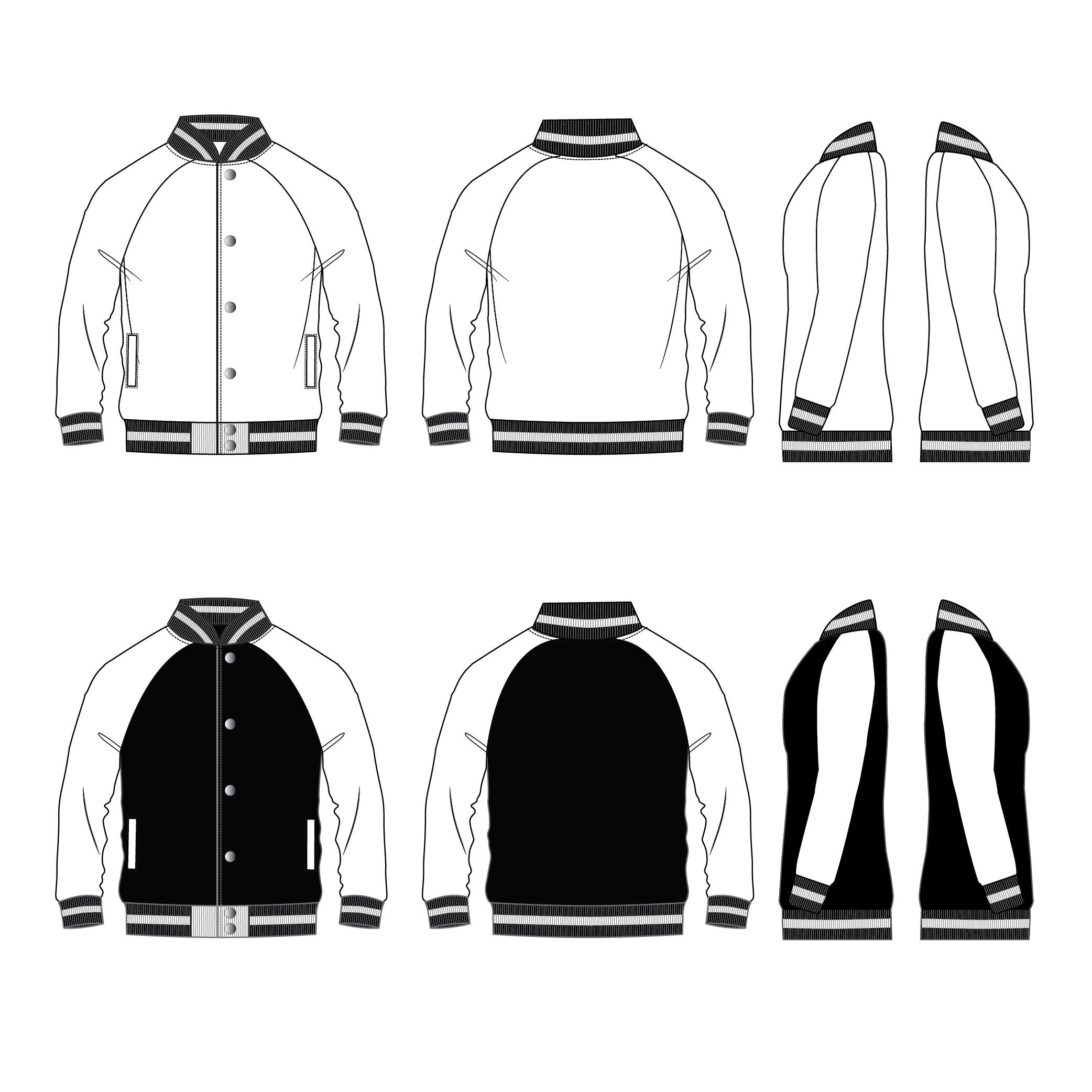 Vector Varsity Jacket Flat Sketch Digital Download For Use UK Jackets ...