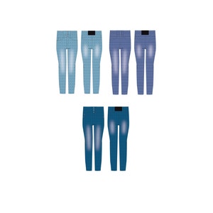 High Waist Pants Fashion Flat Templates / Technical Drawings / Fashion CAD Designs for Adobe Illustrator / Fashion flat sketch