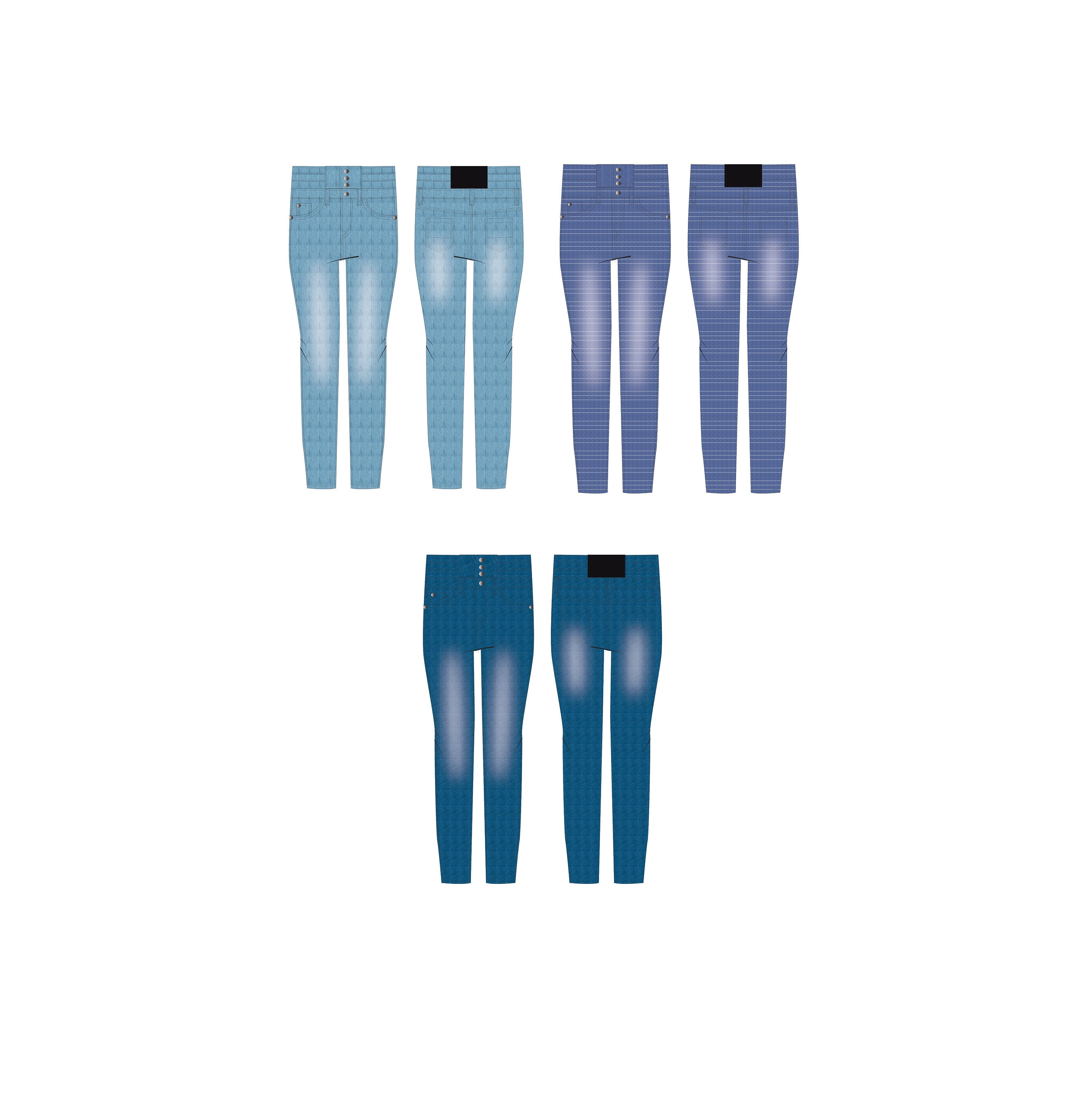 High Waist Pants Fashion Flat Templates / Technical Drawings / Fashion CAD Designs for Adobe Illustrator / Fashion flat sketch