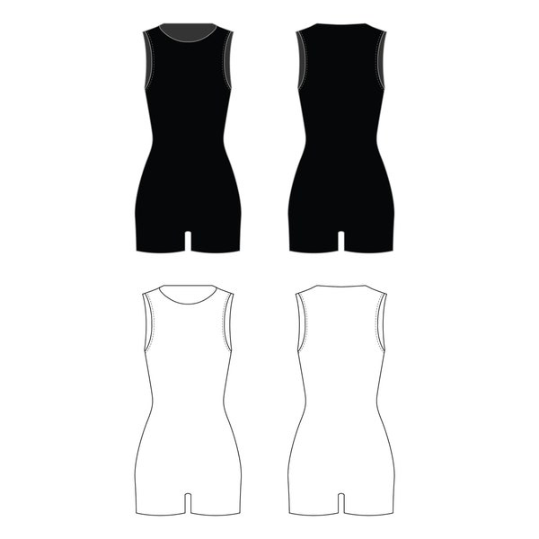 Onesie Fashion Flat Templates / Technical Drawings / Fashion CAD Designs for Adobe Illustrator / Fashion flat sketch