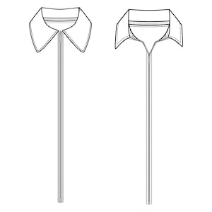Collars with zipper / Technical Drawings / Fashion CAD Designs for Adobe Illustrator / Fashion flat sketch