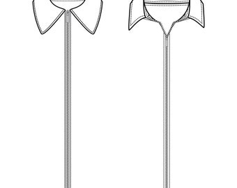 Collars with zipper / Technical Drawings / Fashion CAD Designs for Adobe Illustrator / Fashion flat sketch