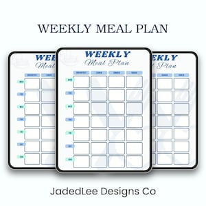 Weekly Meal Planner Printable PDF – Digital Meal Plan, Food Tracker, Diet & Nutrition Planner for Healthy Eating