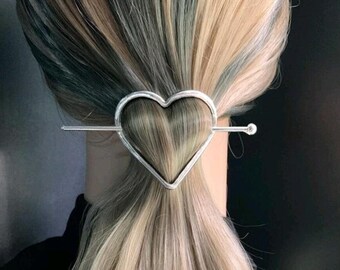 Hollow Heart Hair Pin Gold/Silver, Womens Hair Decor, Up do Accessory, Bridal Hair Pin, Hair Accessory, Gift for Her