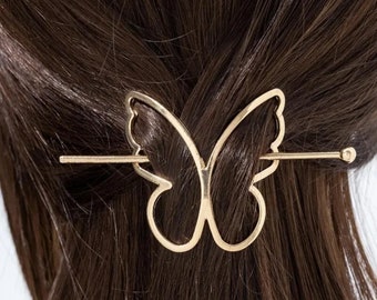 Hollow Butterfly Gold Hair Pin, Womens Hair Decor, Up do Accessory, Bridal Hair Pin, Hair Accessory, Gift for Her