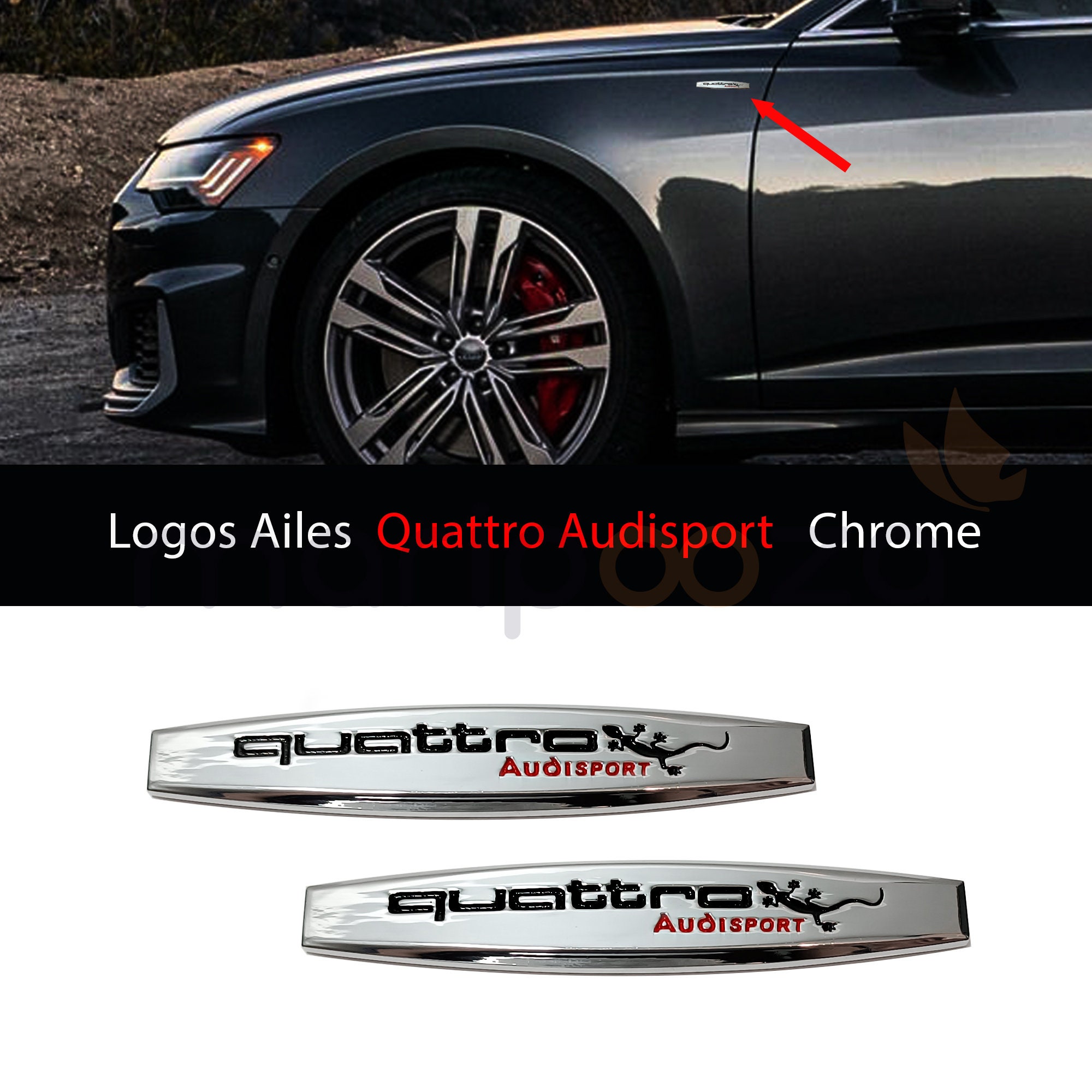 AUDI quattro Schriftzug WEISS Dekorfolie Aufkleber 2x