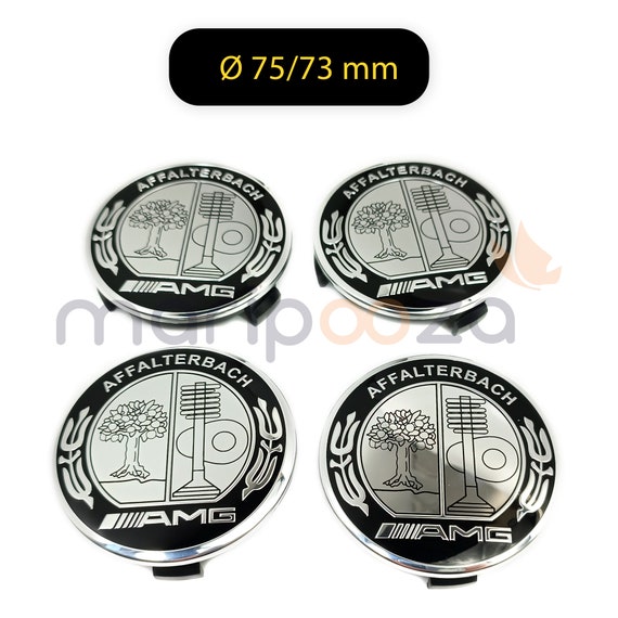 4x Cache Moyeux Centre Roue Ø75mm Mercedes AMG Logo Badge Silver black Tree  NR -  France