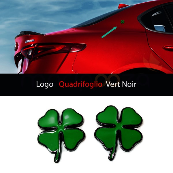 Logos Clover Quadrifoglio trunk wings Green Black 40x35 MM for Alfa Romeo