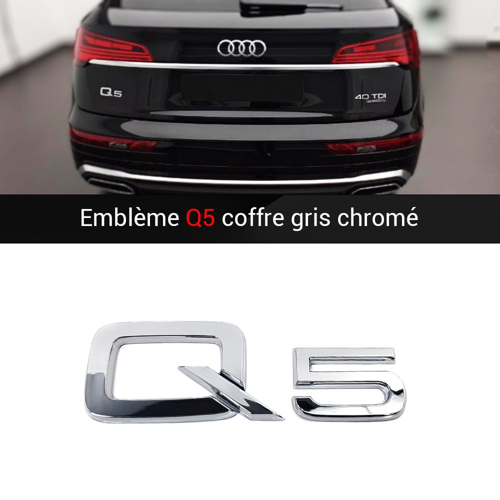 Q5-Logo-Emblem für den hinteren Kofferraum, Grau, Chrom, 100 x 35 mm, für Audi  Q5 - .de
