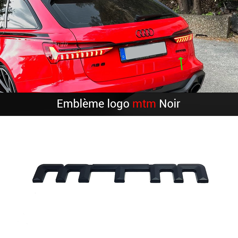 MTM Logo Emblem Black 155x20 MM for Audi Sk.oda V.VV Se.at 